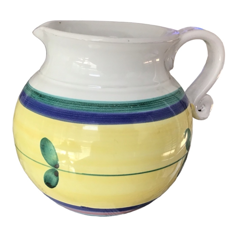 Vintage Made in Italy Ceramic Pitcher Hand Painted Home Kitchen Dining Tea
